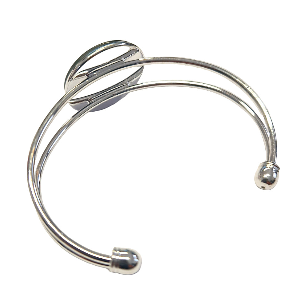 Bracelet argenté cabochon photo papillon Azuré commun