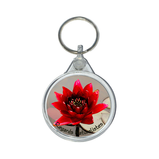 Porte clé photo fleur nénuphar rouge