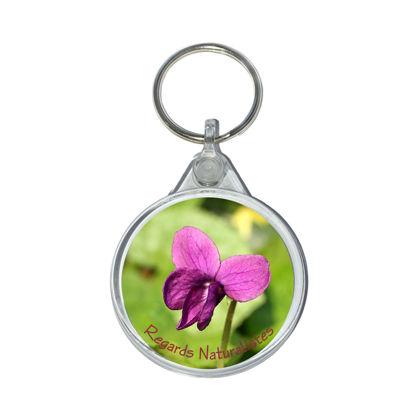 Porte clé photo fleur violette