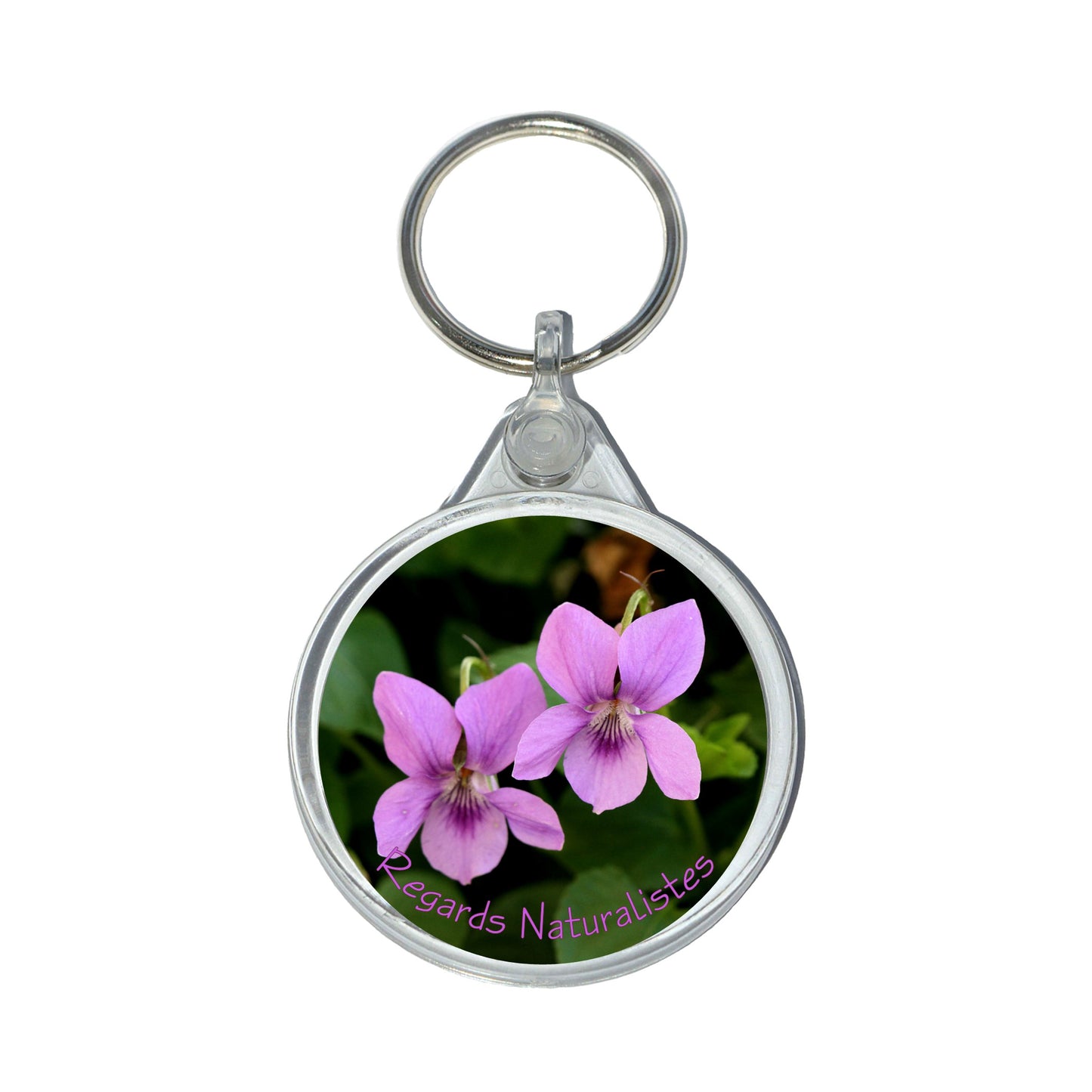 Porte clé photo fleur violette 4