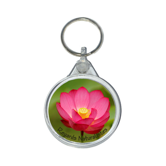 Porte clé photo fleur lotus rose